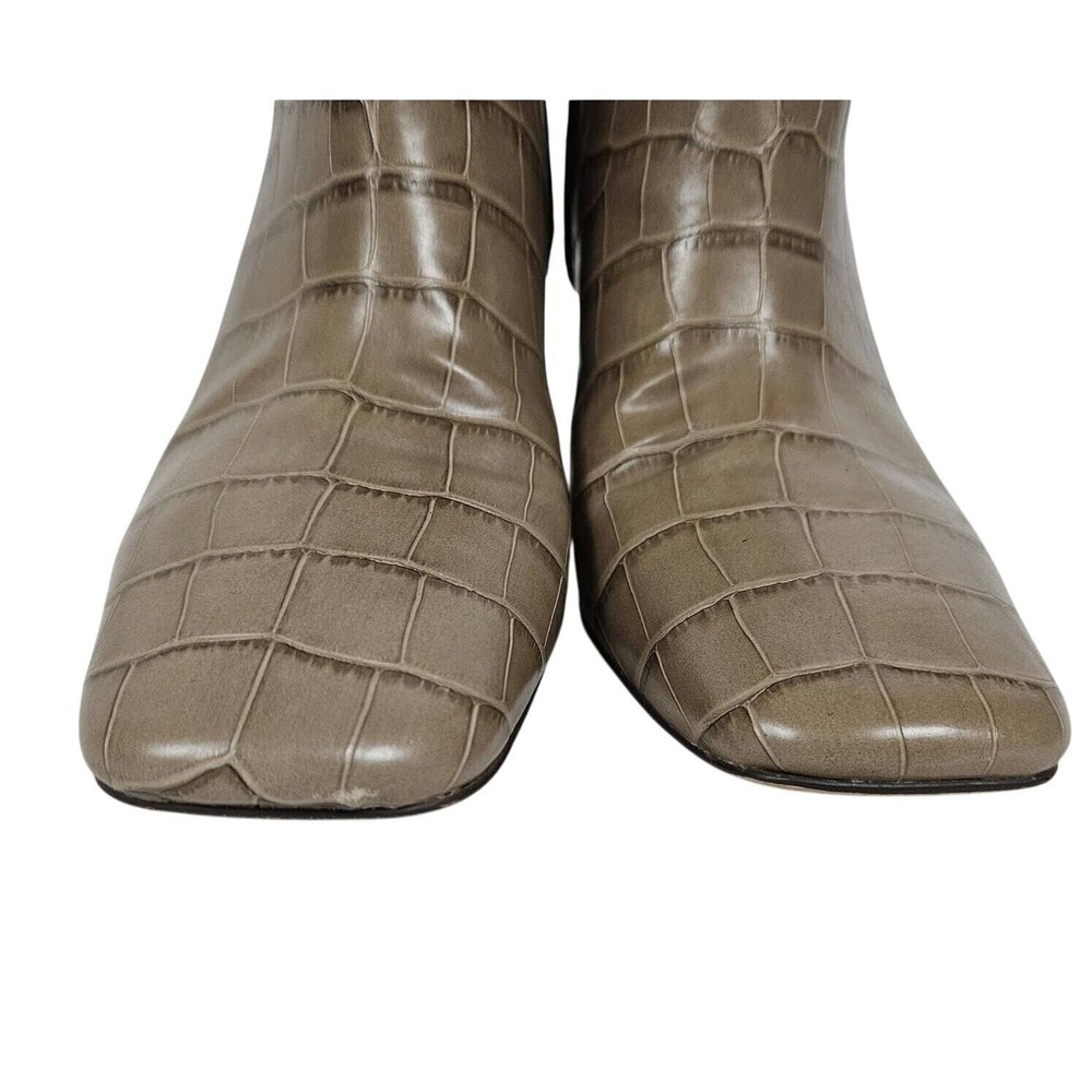 Sam Edelman Codie Ankle Boot Women 11 Taupe Grey Croc Embossed Block Heel Bootie - Picture 4 of 10